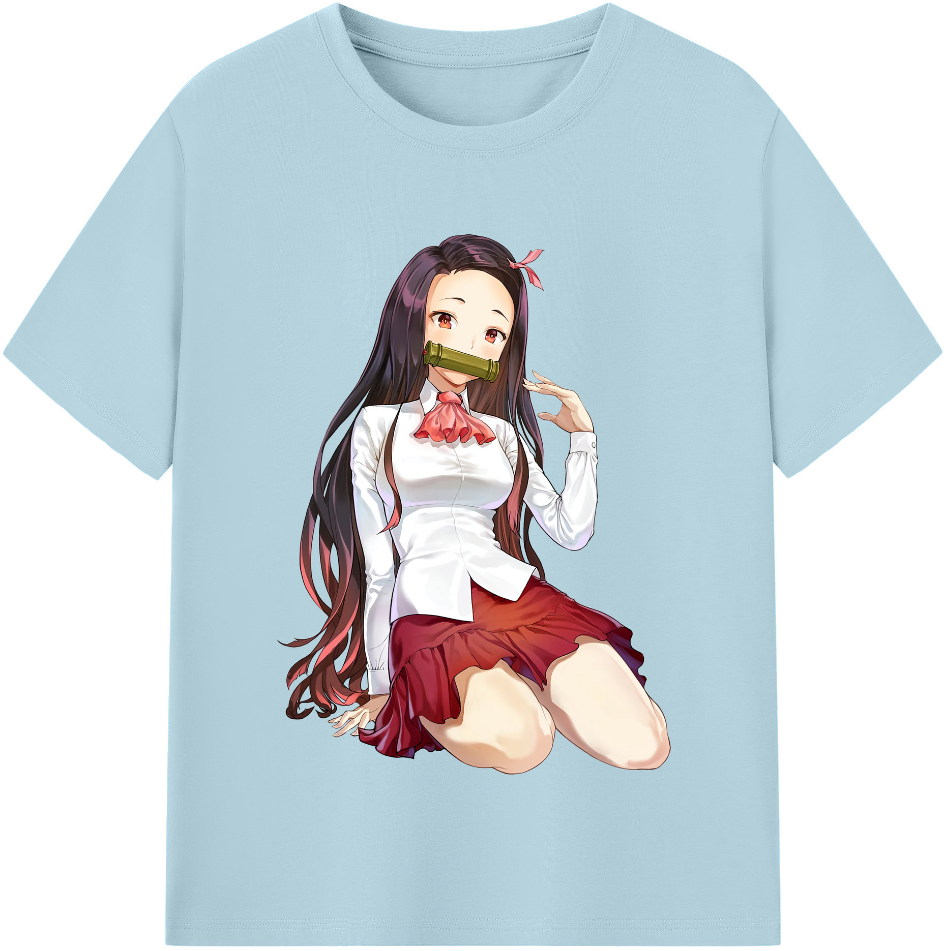 （画像用） 鬼滅の刃（きめつのやいば）竈門 禰󠄀豆子／かまど ねずこ Kamado Nezuko 綿100％半袖Tシャツ（フロントプリント）